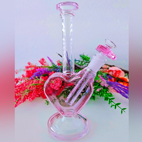 cute girly glass stoner smoking accessories smoke shop for girls women heart shaped bongs pink blue black