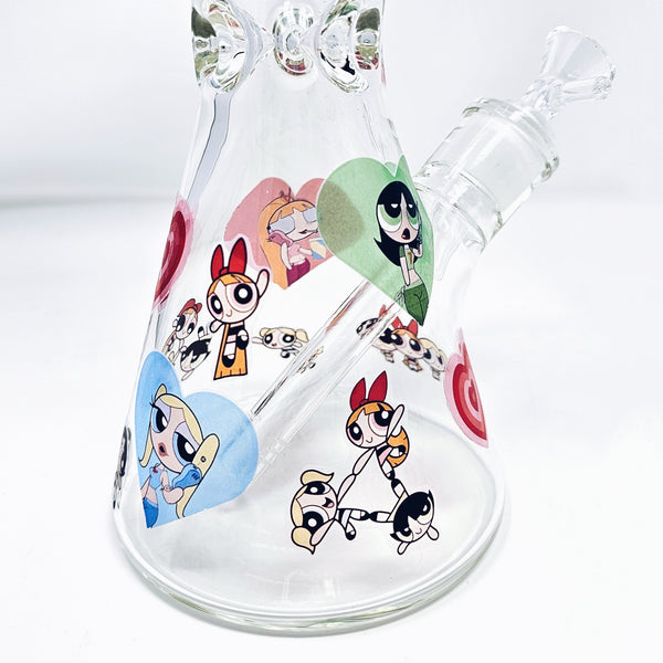  powerpuff girls power puff girls flowerpuff girls y2k nostalgia millenial cute bong girly glass smoke shop for women pretty girly smoking accessories heart pink adorable gifts for stoner girl