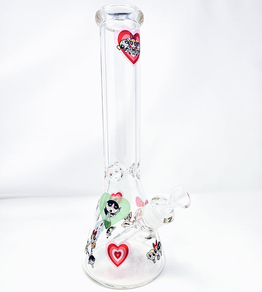  powerpuff girls power puff girls flowerpuff girls y2k nostalgia millenial cute bong girly glass smoke shop for women pretty girly smoking accessories heart pink adorable gifts for stoner girl