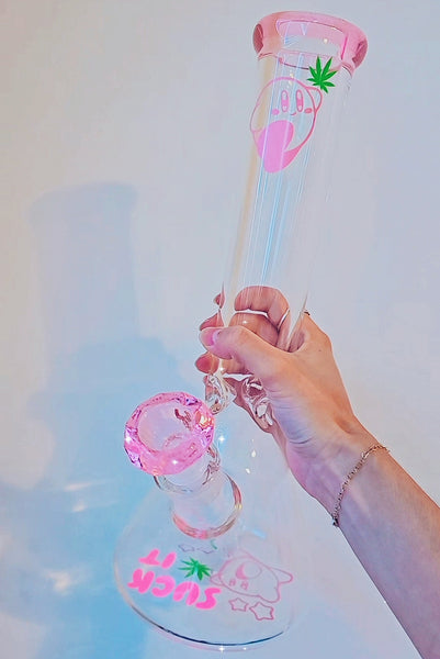 kirby the forgotten lands anime video game inspired bong nintendo switch anime weeaboo otaku cute girly bongs glass for girls smoking accessories smoke shop girly for women gift for stoner girl
