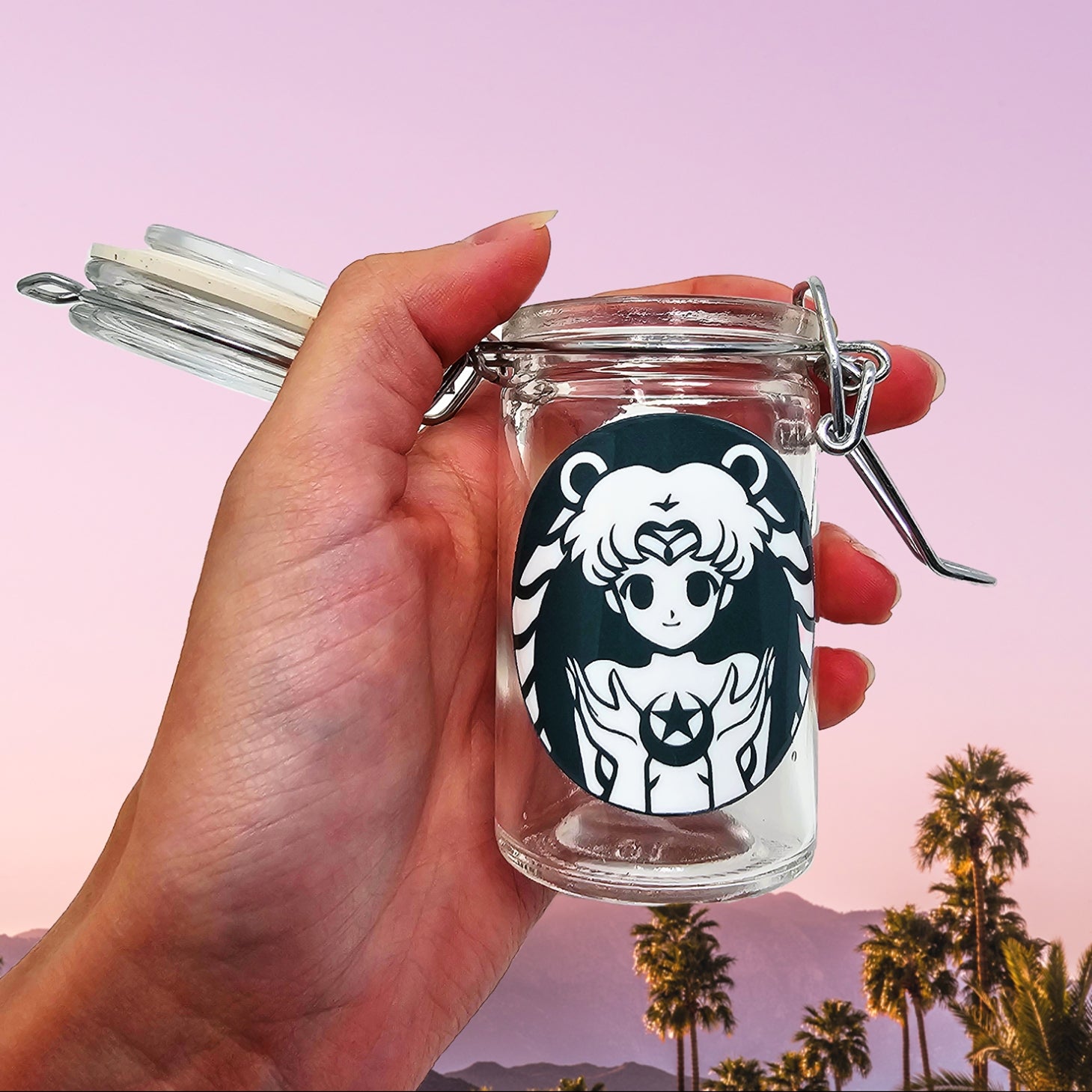 sailor moon usagi starbucks logo stoner girl smoking accessories cute smoke shop for girls women girly stoner stash jar stash jars containers smell proof air tight moon prism power makeup
