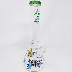 the legend of zelda bong glass link breath of the wild tears of the kingdom botw totk triforce hyrule hylian crest master sword smoke shop girly smoking accessories gifts for girls who smoke women handmade unique cute