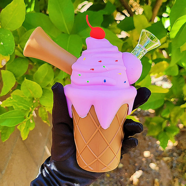smoking accessories smoke shop for girls women girly stoner gifts cute ice cream bong silicone rig travel size on the go dabs dabbing dab rig