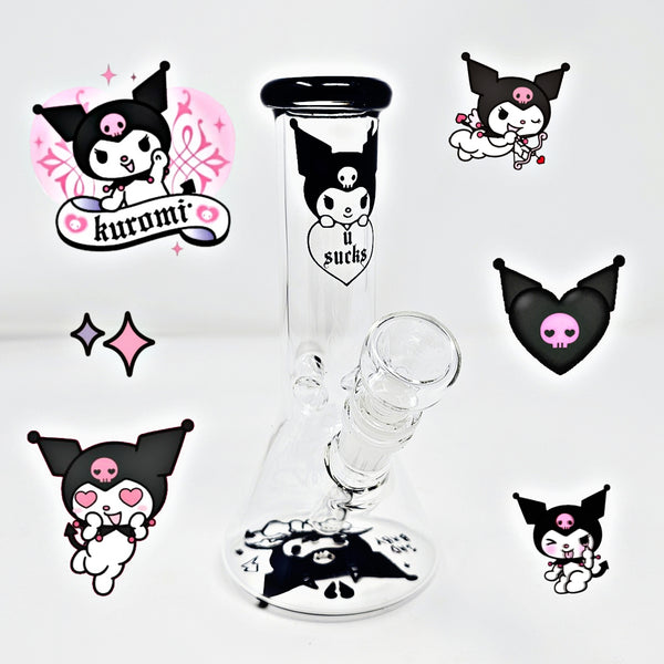 kuromi bong glass sanrio hello kitty my melody cinnamaroll goth alt aesthetic smoke shop girly smoking accessories gifts for girls who smoke women handmade unique cute