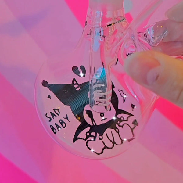 small bong glass cute girly kuromi hello kitty sanrio smoking accessories smoke shop for women girls girly gift for stoner girl sanrio goth girl alt alternative style aesthetic