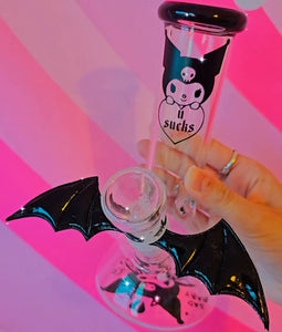 small bong glass cute girly kuromi hello kitty sanrio smoking accessories smoke shop for women girls girly gift for stoner girl sanrio goth girl alt alternative style aesthetic