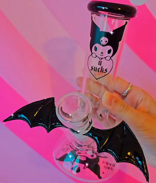 small bong glass cute girly kuromi hello kitty sanrio smoking accessories smoke shop for women girls girly gift for stoner girl sanrio goth girl alt alternative style aesthetic