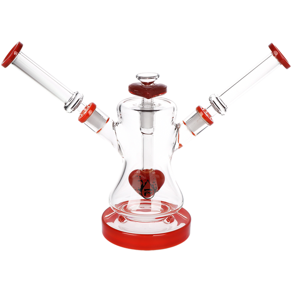 pulsar cute heart red double hitter two mouthpiece bong glass water pipe valentine valentines gift for stoner girl