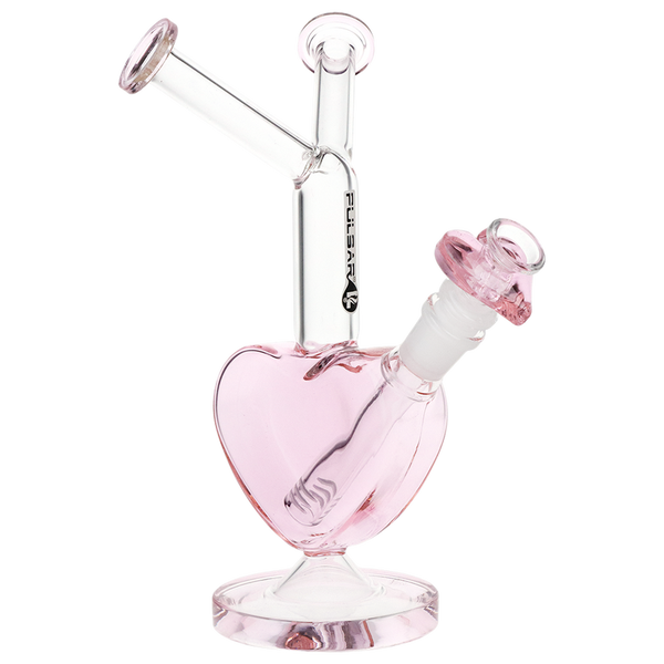 pulsar cute heart pink double hitter two mouthpiece bong glass water pipe valentine valentines gift for stoner girl